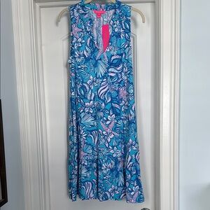 Lilly Pulitzer Amalfi Blue Sound of Sirens sleeveless cotton dress NWT